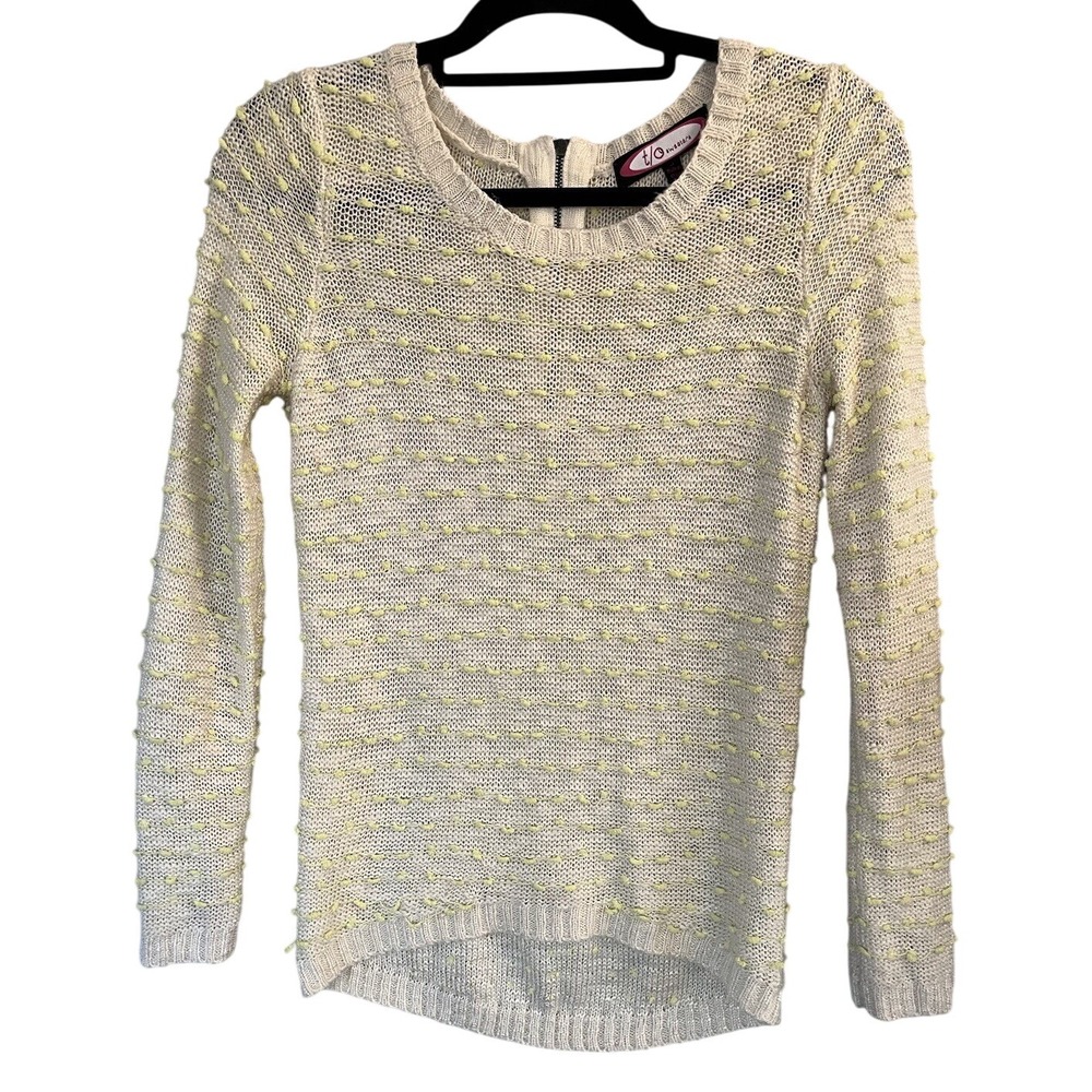 T/O Sweaters Textured Long Sleeve Women's Size S Knit Sweater Back Zipper Detail